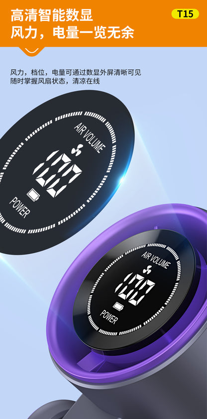 Cross-Border New T15 High-Speed 100-Speed Foldableing Handheld Fan USB Charging Hanging Neck Portable Violent Turbine Fan