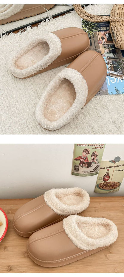 Women's Cotton Slippers for Winter 2025, Indoor Home Non-Slip Autumn and Winter Cold-Proof Closed-Toe Waterproof Fur Slippers for Winter Home Use