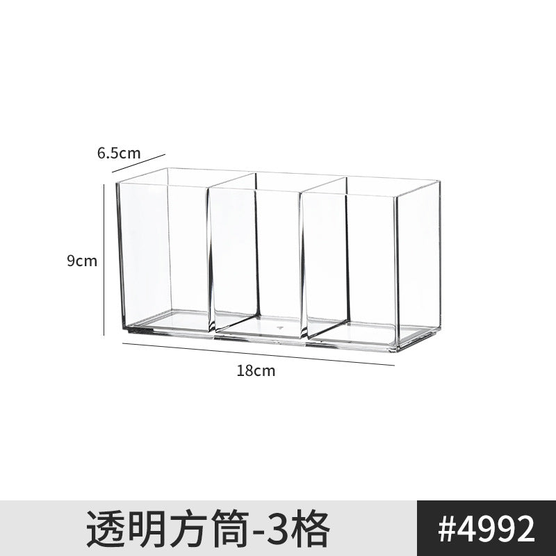 Pen Holder Desktop Stationery Storage Box Transparent Acrylic Multifunctional Student Pen Holder Office Note Pad Organizer Box