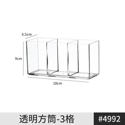 Pen Holder Desktop Stationery Storage Box Transparent Acrylic Multifunctional Student Pen Holder Office Note Pad Organizer Box