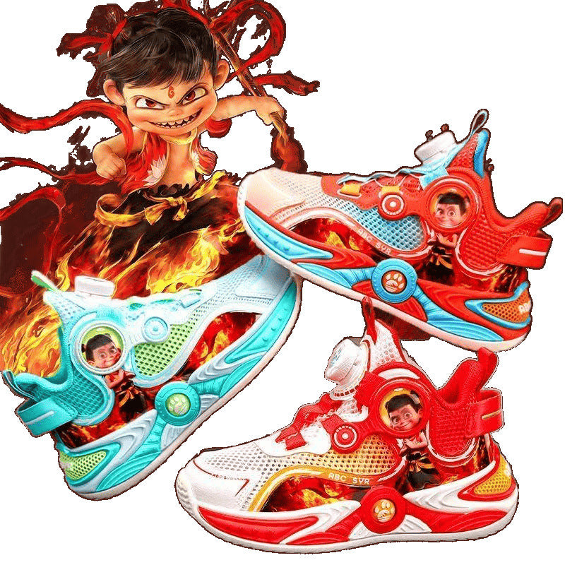 Boys' Shoes 2025 Summer New Single Mesh Breathable Children's Sports Shoes Nezha Same Style Boys' Running Shoes