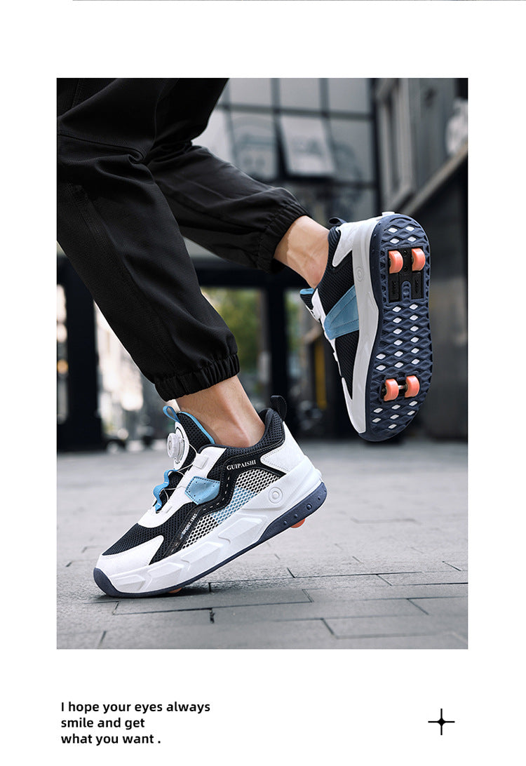 Students heelloo shoes four-wheel children's wheel skates men and women automatic version shoes with wheels in stock wholesale