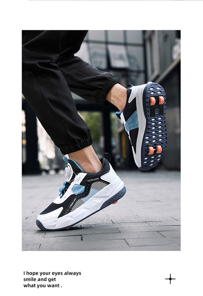 Students heelloo shoes four-wheel children's wheel skates men and women automatic version shoes with wheels in stock wholesale