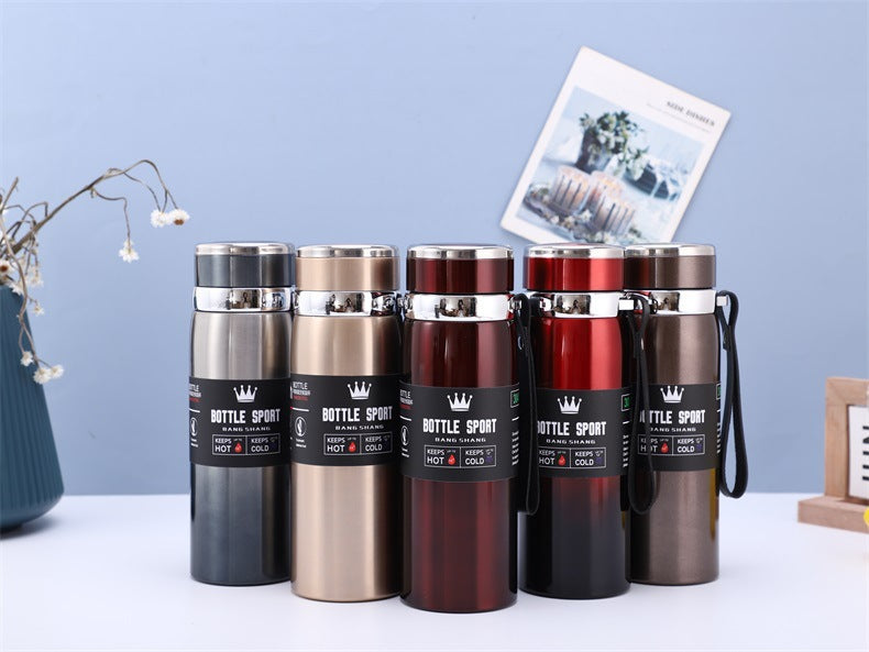 Large-Capacity Sling Pot 316 Stainless Steel Thermos Cup Outdoor Sports Rope Portable Travel Pot Car Water Cup