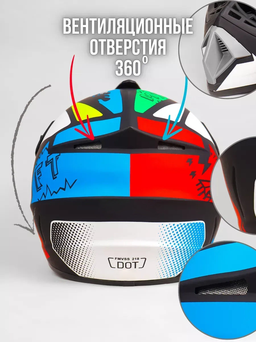 Off-Road Helmet Dot Certified Atv Helmet Cycling Mountain Bike Kart Helmet Three-Piece Set Motorcycle