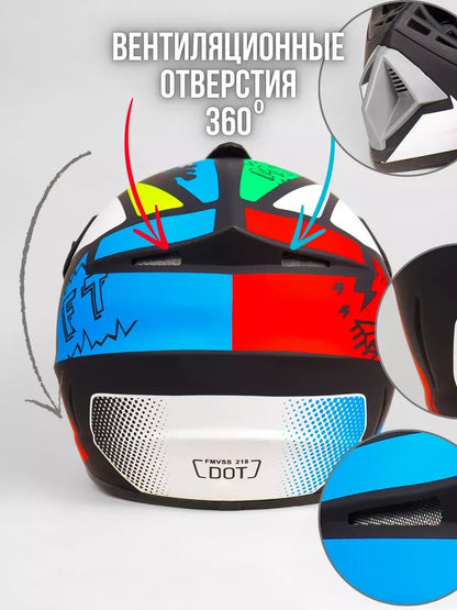 Off-Road Helmet Dot Certified Atv Helmet Cycling Mountain Bike Kart Helmet Three-Piece Set Motorcycle