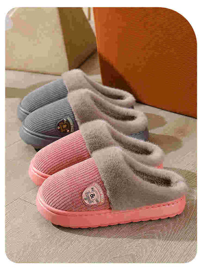 Autumn and Winter Cotton Slippers for Women 2025 New Home Indoor Couple Warm Plush Thickeneded Bottom Men's Cotton Slippers