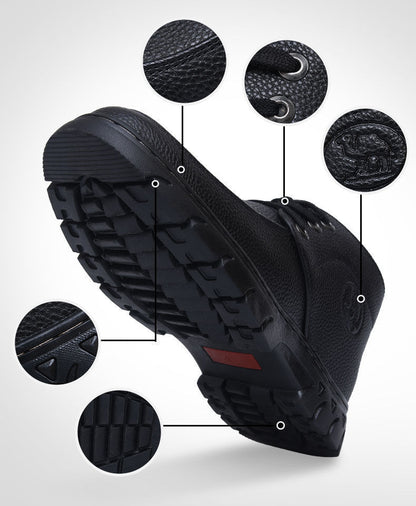 [Wool lining] Winter cotton shoes men's middle-aged and elderly casual leather shoes fleece-lined thick warm cold-proof dad shoes