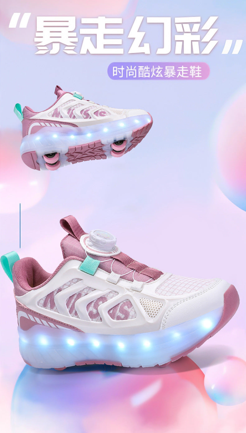 Cross-Border Children's Four-Wheel Roller Shoes, Boys' Light-Up Shoes, Detachable Girls' Student Sports Shoes, Children's Roller Skating Shoes