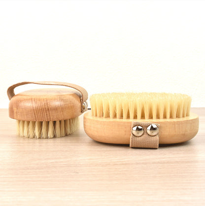 Cross-Border Hot-Selling Natural Boar Bristle Body Brush, Soft Bristle Bath Brush, Body Scrub Brush, Bristle Brush, Bath Brush, Exfoliating Tool