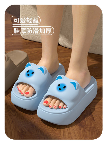 New Sandals and Slippers Women's Summer Thickened Sole Home Elevated Cartoon Non-slip Odor Deodorant Beach Shoes Lightweight Slippers