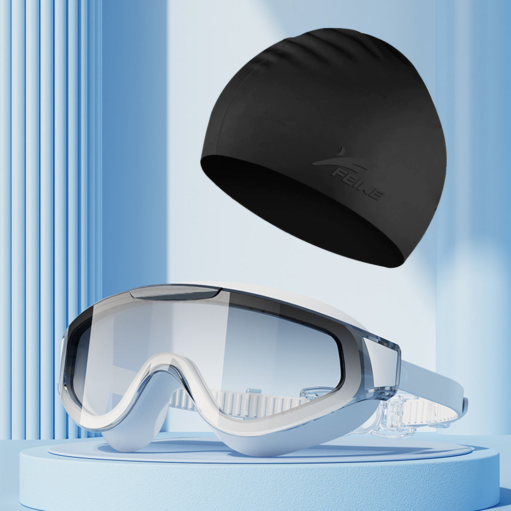 Factory wholesale large frame adult gradient plating swimming goggles waterproof anti-fog HD large field of view swimming goggles unisex