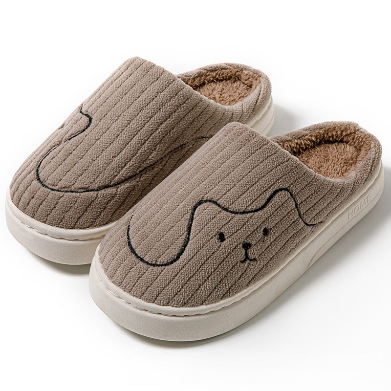 Cotton Slippers for Women to Wear Outside in Winter New Style Indoor Home Thick-Soled Non-Slip Plush Warm Couple Slippers for Men at Home