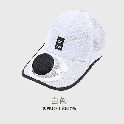Adult summer solar charging with fan hat men and women breathable mesh sun protection outdoor sun-proof peaked cap