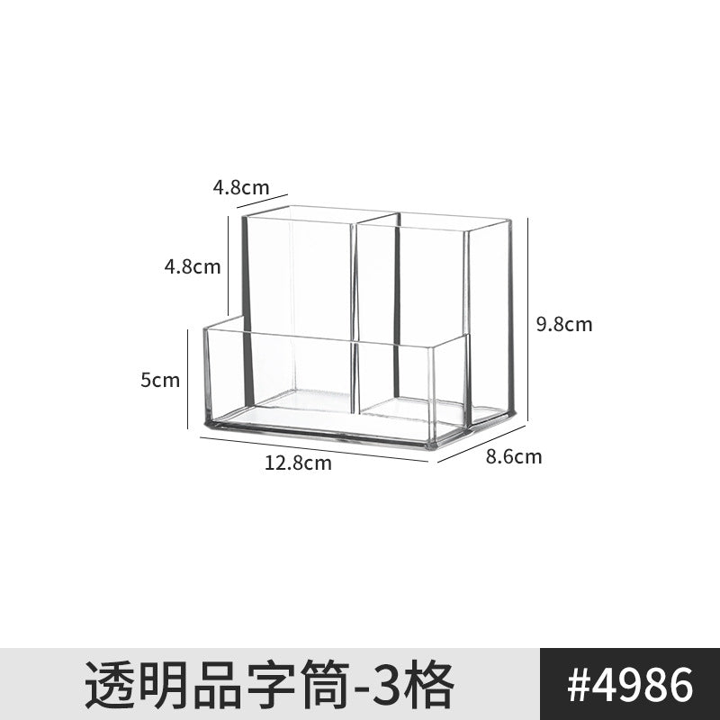 [Multiple Specifications] Transparent Square Storage Tube Detachable Cosmetics Organizer Box Cosmetics Storage Rack Mi Mu
