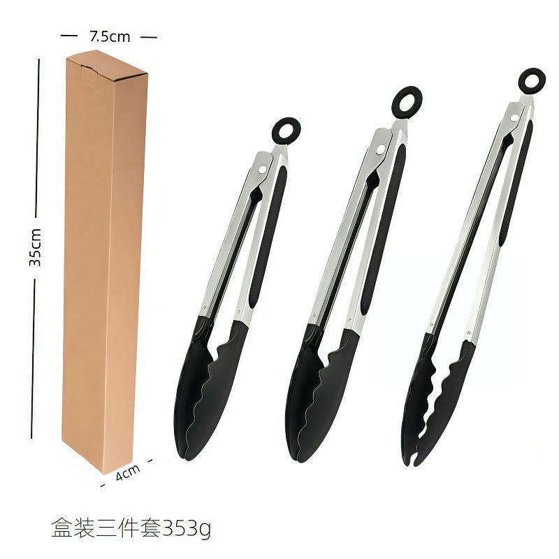 Cross-Border Silicone Clips, High Temperature Resistant Kitchen Anti-Scalding Barbecue Barbecue Clips, Food Clips, Household Stainless Steel Steak Clips