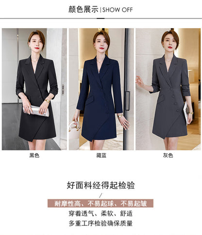 High-end gray professional dress autumn temperament jewelry store work clothes hotel front desk work clothes reception formal wear
