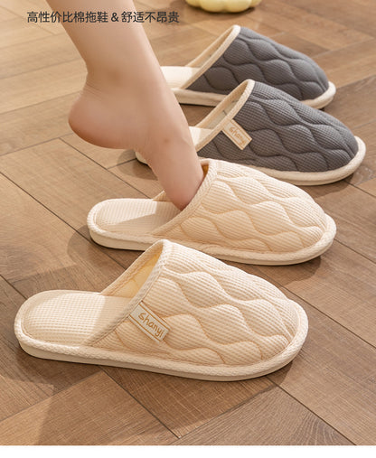 Spring and Autumn Cotton Slippers for Women, All Seasons, Winter, Indoor Home Use, Cotton and Linen Non-Slip Home Couple Wholesale Hemp Slippers for Men