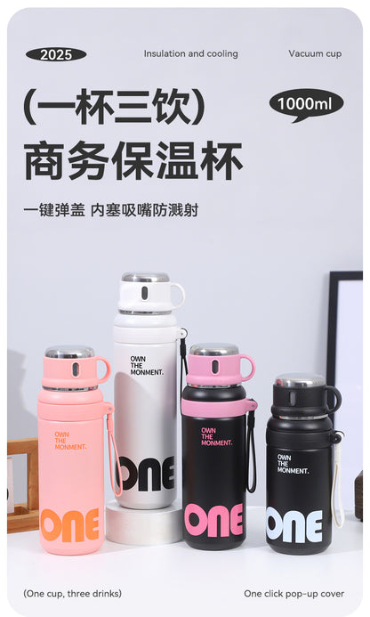 New Large-Capacity Straw Insulated Cup, Outdoor Portable Vacuum Double-Drink Cup, Household Double-Layer 316 Stainless Steel Water Cup