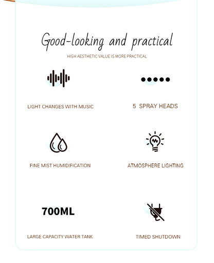 Cross-border New Air Humidifier Home Silent Bedroom Five-hole Spray Aromatherapy Creative Dynamic Colorful Voice Control Pick-up