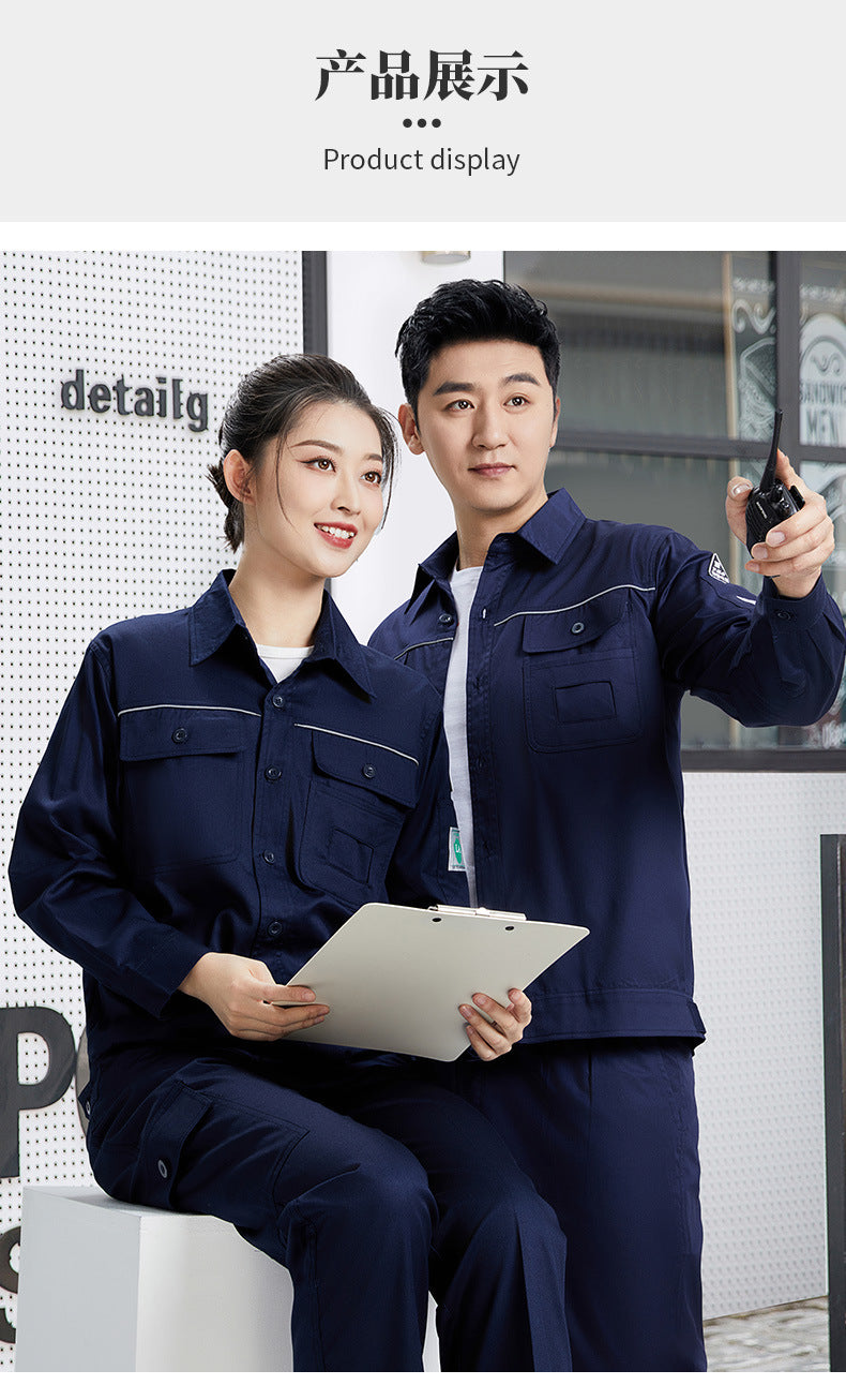 Pure cotton summer anti-static card pocket work clothes gas station filling station thin gas petrochemical long sleeve labor protection clothing