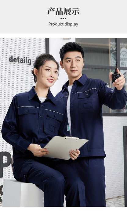 Pure cotton summer anti-static card pocket work clothes gas station filling station thin gas petrochemical long sleeve labor protection clothing