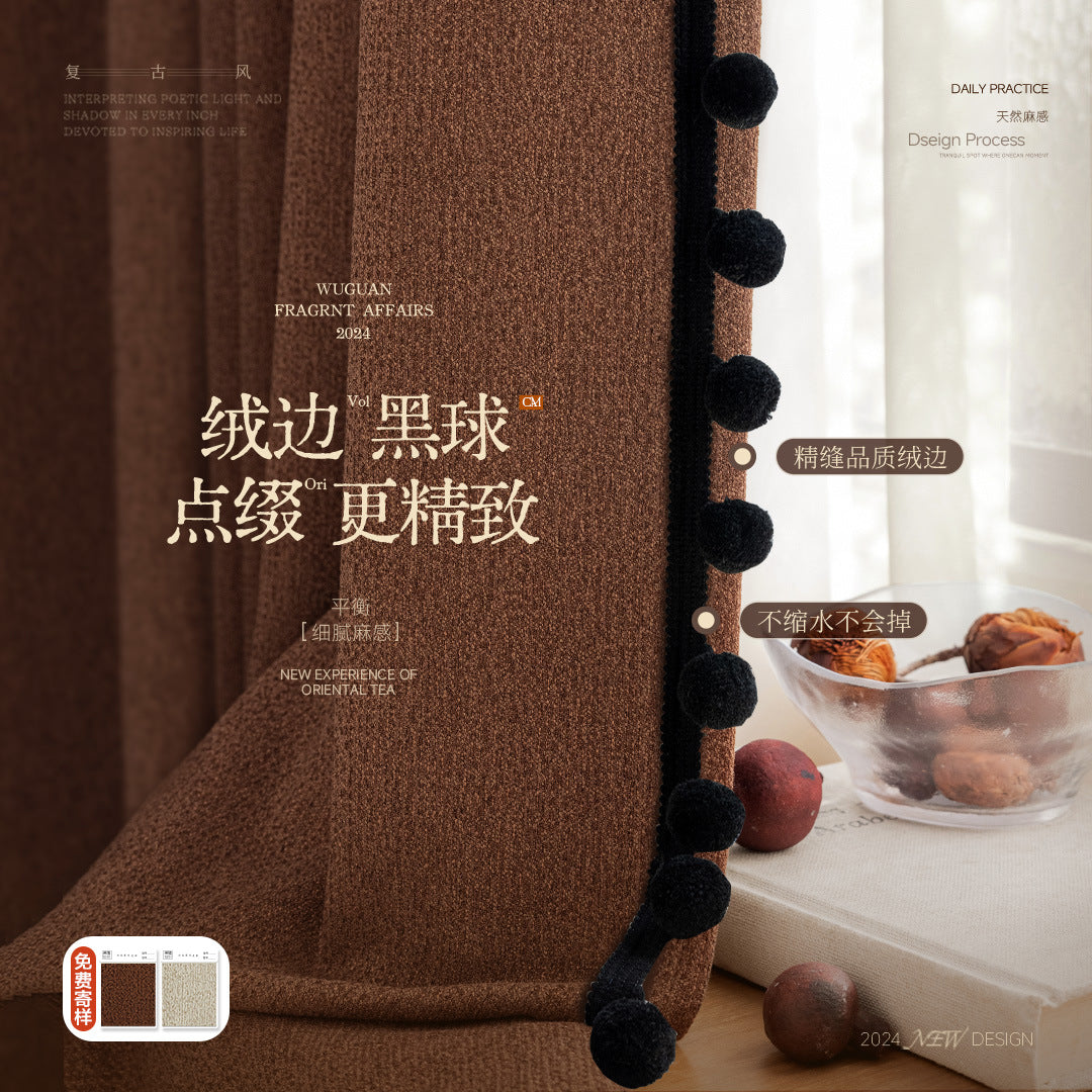 Cream Style Jacquard Curtain for Bedroom Premium Chenille Shading Living Room Bedroom French Light Luxury Shaoxing Curtain