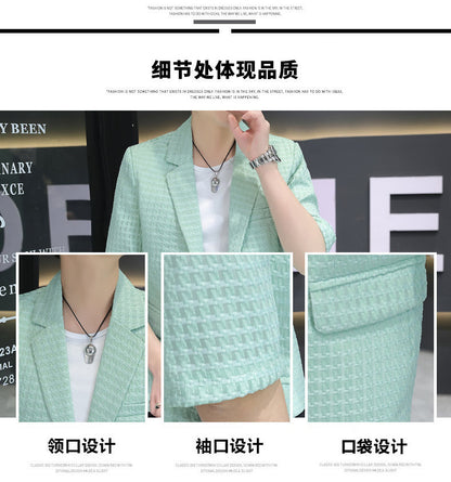 Summer half sleeve thin suit Korean style men's half sleeve fashionable fashionable jacket slim fit trendy summer small suit