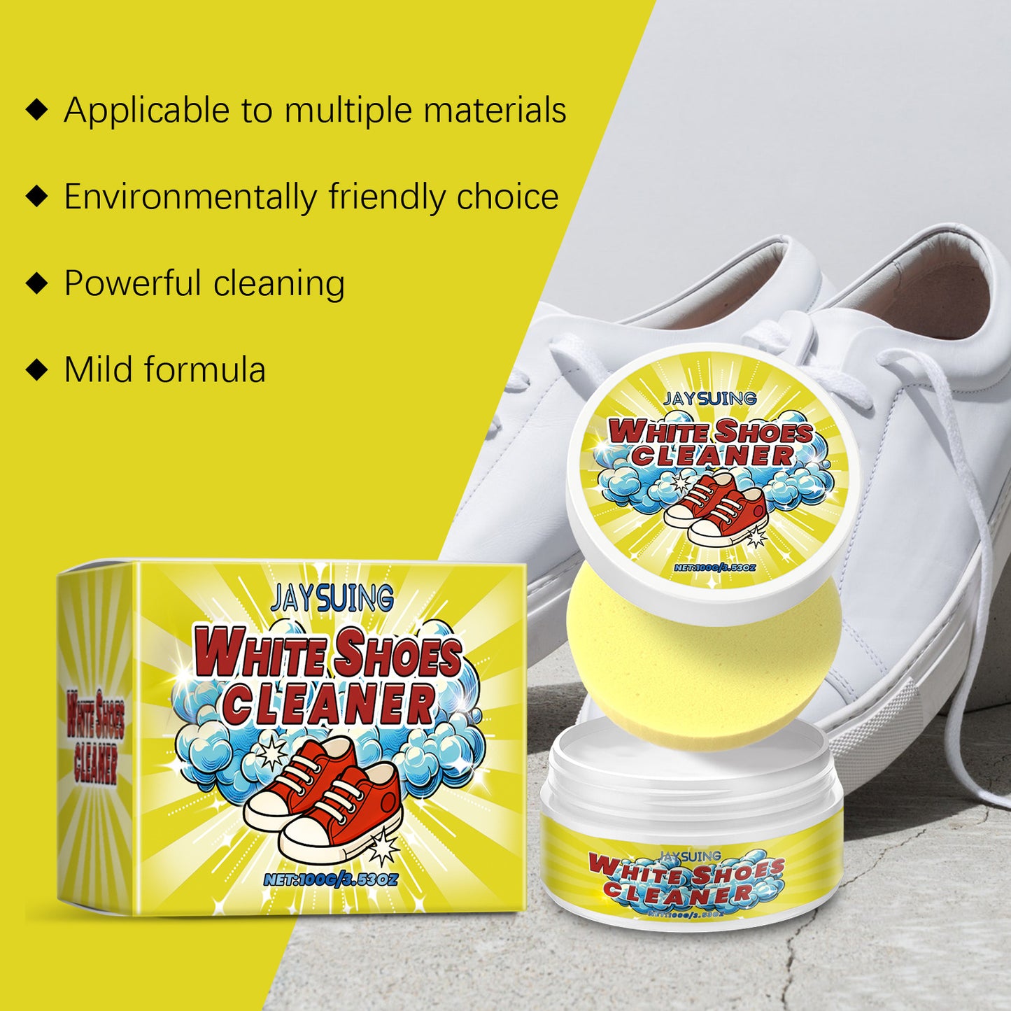 Jaysuing Shoe Cleaning Paste Gentle Cleansing, Removes Dirt, Prevents Dust, Renews Shoes, Universal Cleaning Paste