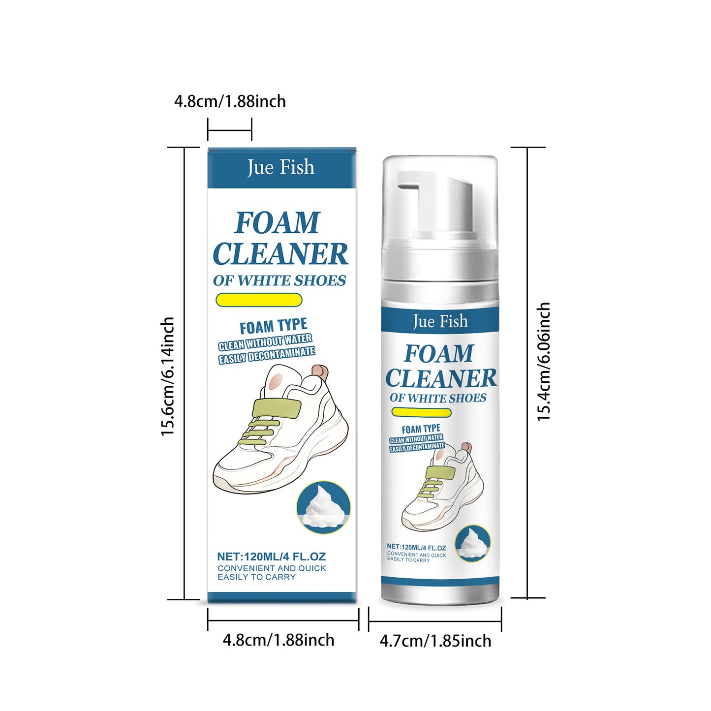 Jue Fish White Shoe Cleaner Cleans Stains and Prevents Oxidation, Daily Portable Cleaner for White Shoes