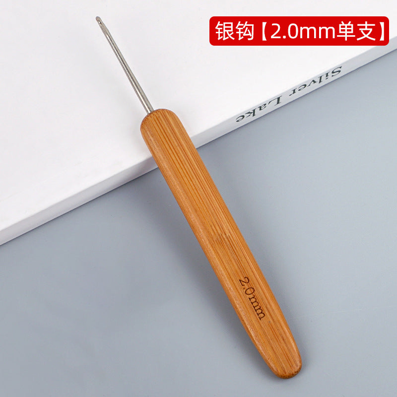 Full Set of Bamboo Handle Crochet Hooks, Bamboo Crochet Yarn Hooks, Handmade Knitting Tools, Sweater Needles, Round Head Carbonized Crochet Set