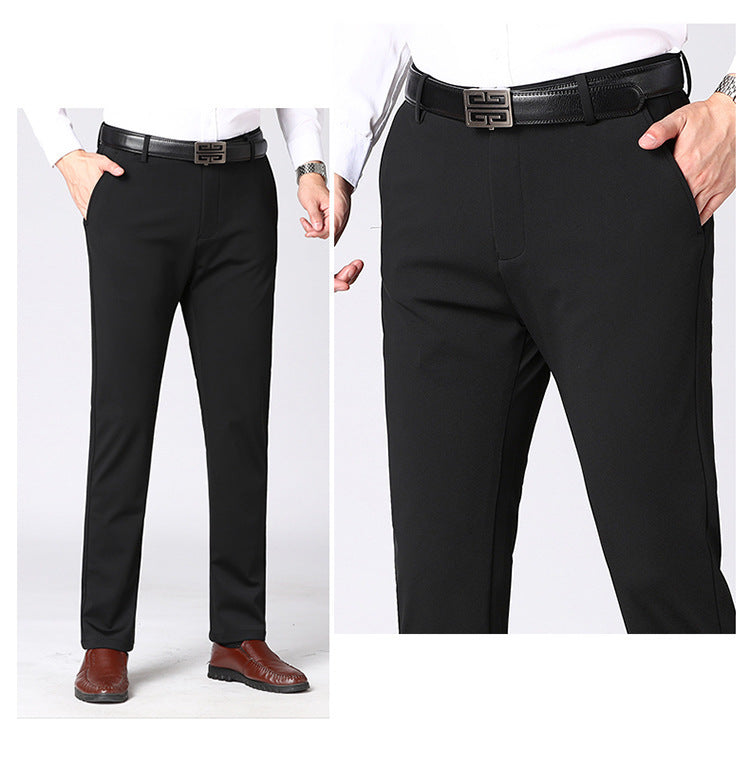 Wholesale Tiger Head Embroidered Stretch Pants Men's Casual Long Pants Men's Black Thin Straight Business Dress Pants
