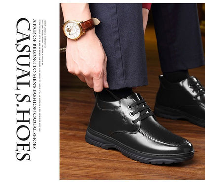 [Genuine leather cowhide] men's cotton shoes winter fleece-lined casual leather shoes non-slip waterproof middle-aged and elderly dad shoes