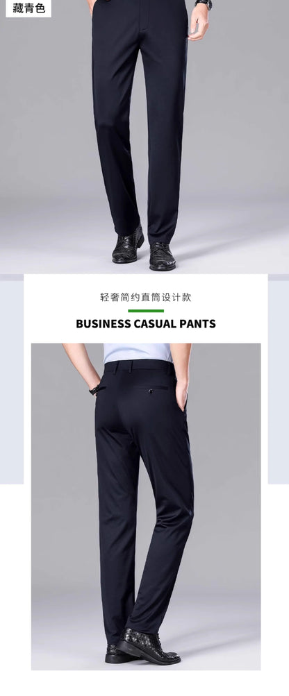 Wholesale Summer New Casual Pants Men's Thin Straight Loose Business Pants High Stretch Ice Silk Cold Pants