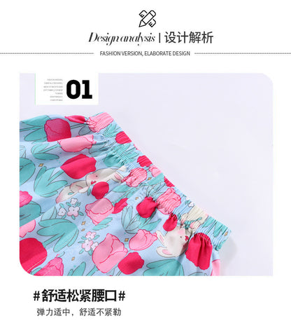 Children's Home Clothes Cotton Silk Suit Summer Boys and Girls Pajamas Artificial Cotton Two-Piece Set Cotton Silk Air-Conditioned Clothes Kidsren's Clothing