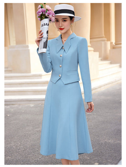 French style black dress Women's Spring and Autumn New retro high-grade elegant socialite high-end suit two-piece suit