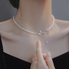 Natural Freshwater Non-nuclear Pearl Double Layer Overlapping Necklace Women's Mother-of-Fritillary Rose Pendant Gold Plated Sweet Light Luxury Set