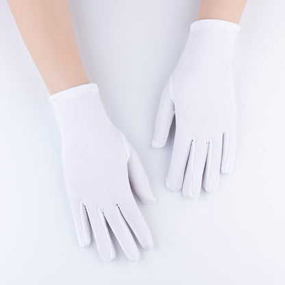 Spandex Gloves Spring and Summer White Ceremonial Thin Short Elastic Gloves for Men and Women Tight White Gloves Jewelry Gloves