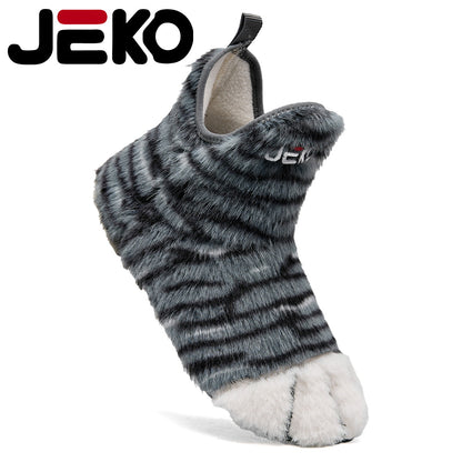 Cross-Border Autumn and Winter Yoga Shoes with Fleece Lining for Warmth, Indoor Shoes for Men and Women, Non-Slip, Silent, Slip-On, Closed-Toe, Soft Plush Cotton Shoes