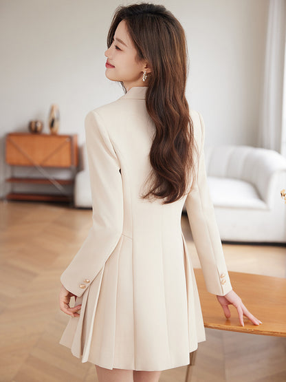 French Hepburn Style Small Black Dress High Sense High Cold Royal Sister Fried Street Small Fragrance Style Pleated Professional Suit dress Summer