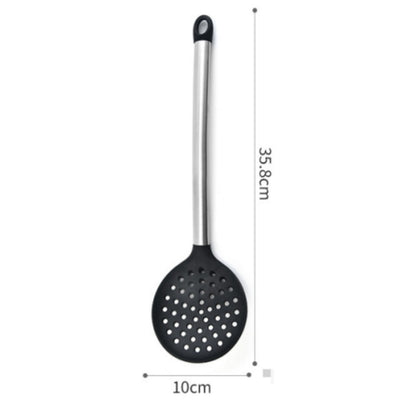Silicone kitchenware suit 8-piece set stainless steel tube handle spatula baking scraper egg beater cooking hot pot spoon