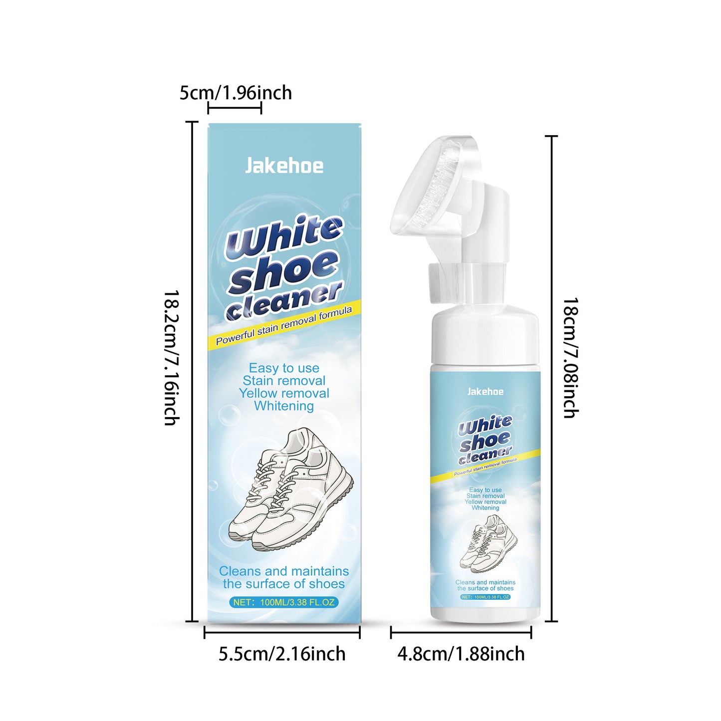 Jakehoe White Shoe Mousse Care Agent - Care for Yellowing Marks on White Shoes, Protects Color and Does Not Damage the Shoe Surface