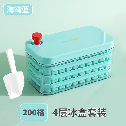 Ice Cube Mold Food Grade Household Pressed Ice Tray Large Capacity Ice Cube Storage Box Refrigerator Homemade Frozen Ice Artifact