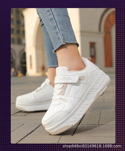 New heelloo shoes four-wheel skates adult detachable student men's and women's two-wheel flying shoes wheeled shoes generation