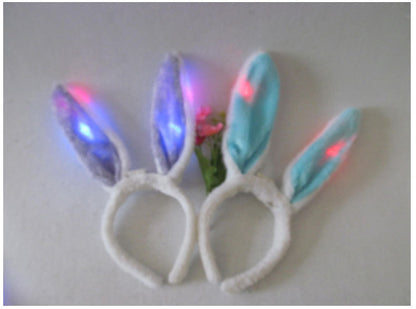 Led Light-Up Plush Bunny Ears Headband for Kids with Light-Up Hair Clip Decoration for Party Performance Props Styling