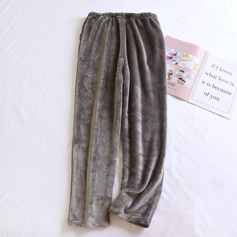 Flannel Women's Pajama Pants Fall/Winter Men's Loose Warm Simple New Couple's Home Pants Pants Winter One-Piece Hair