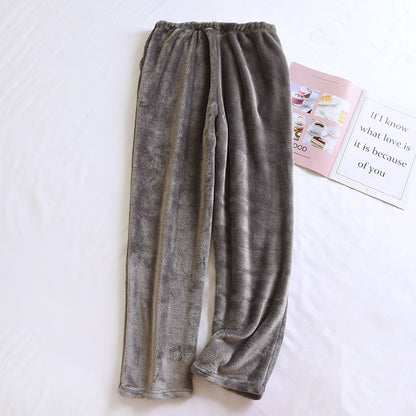 Flannel Women's Pajama Pants Fall/Winter Men's Loose Warm Simple New Couple's Home Pants Pants Winter One-Piece Hair