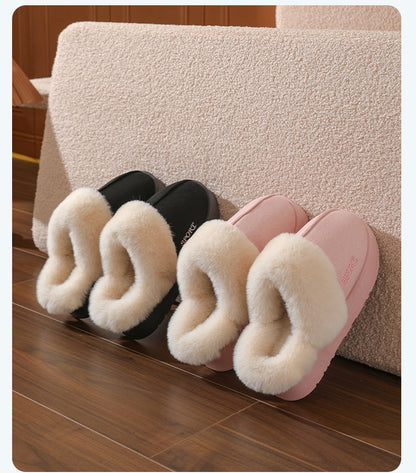 Couple's Cotton Slippers for Women, Thick-Soled, Warm, Non-Slip Home Slippers for Men, Autumn and Winter Indoor Non-Slip Soft-Soled Maternity Shoes