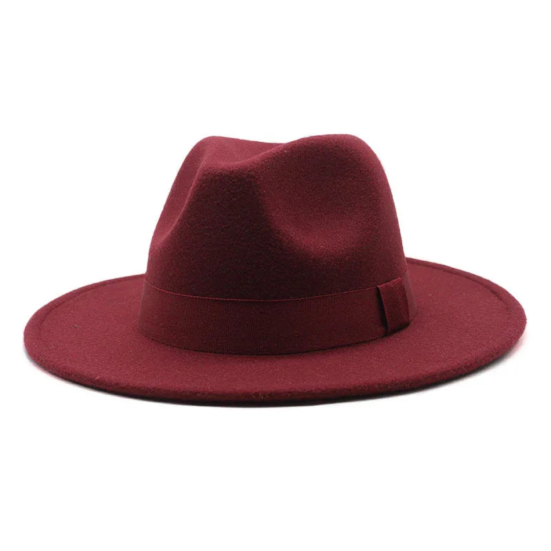 2023 New Hot Wide Brim Felt Fedora Hats With Bee Ribbon Autumn Winter Wedding Party Trilby Hat Men Gentleman Jazz Hats 56-58CM