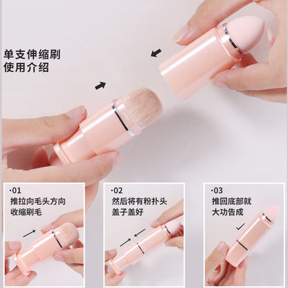 New Eight-In-One Mini Makeup Brush Set Portable Retractable Boxed Eye Shadow Brush Loose Powder Brush Concealer Brush